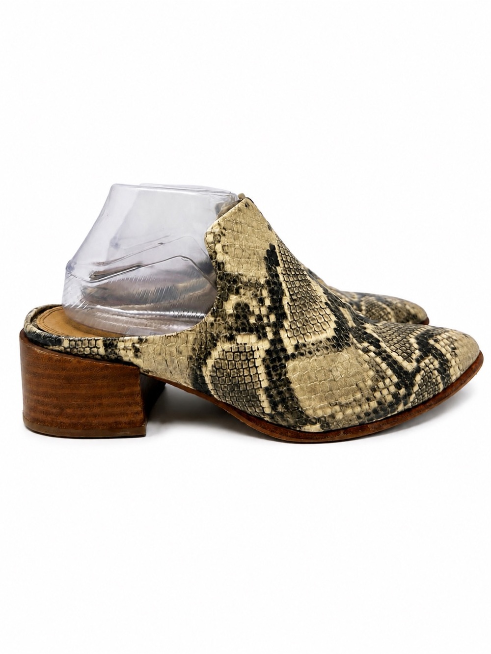 Steven Deandra Vegan Leather Snakeskin Mules Block Heel Clogs Size 9.5 Mobwife